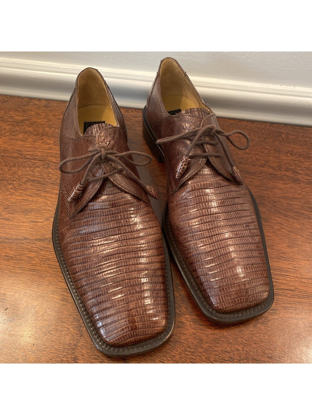 Mezlan Genuine Lizard Luxury Platinum Calvello Brown Men’s Size 9M Made In Spain